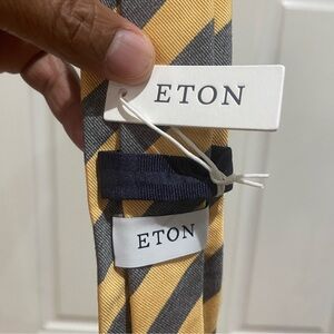 Eton Tie Yellow and Gray Stripes Sz Os